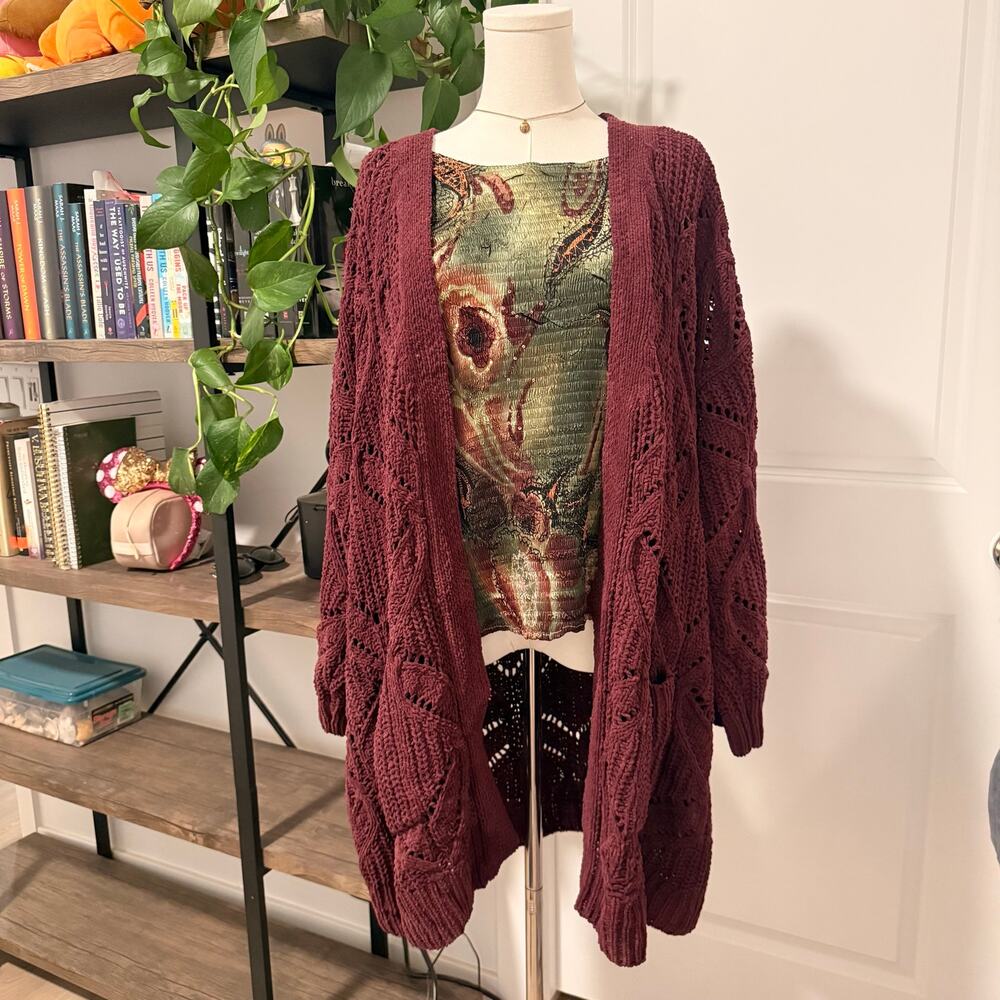 Terra & Sky Burgundy Cardigan
